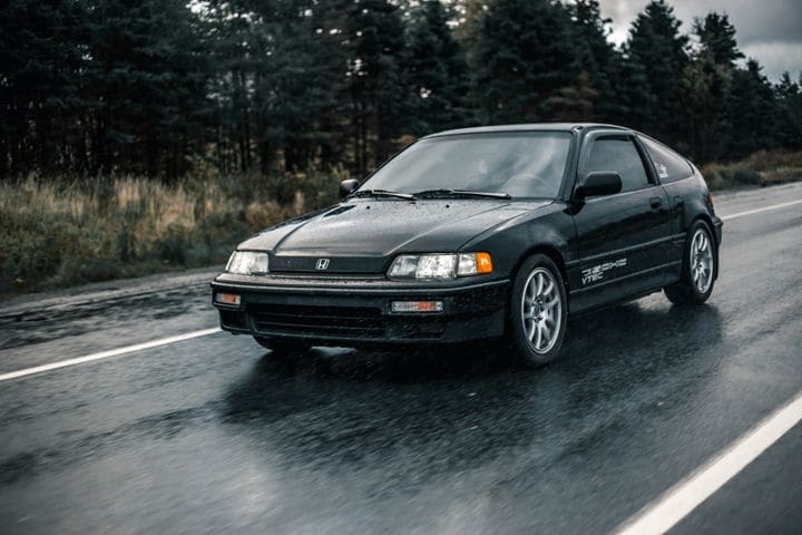 Honda black car with stickers