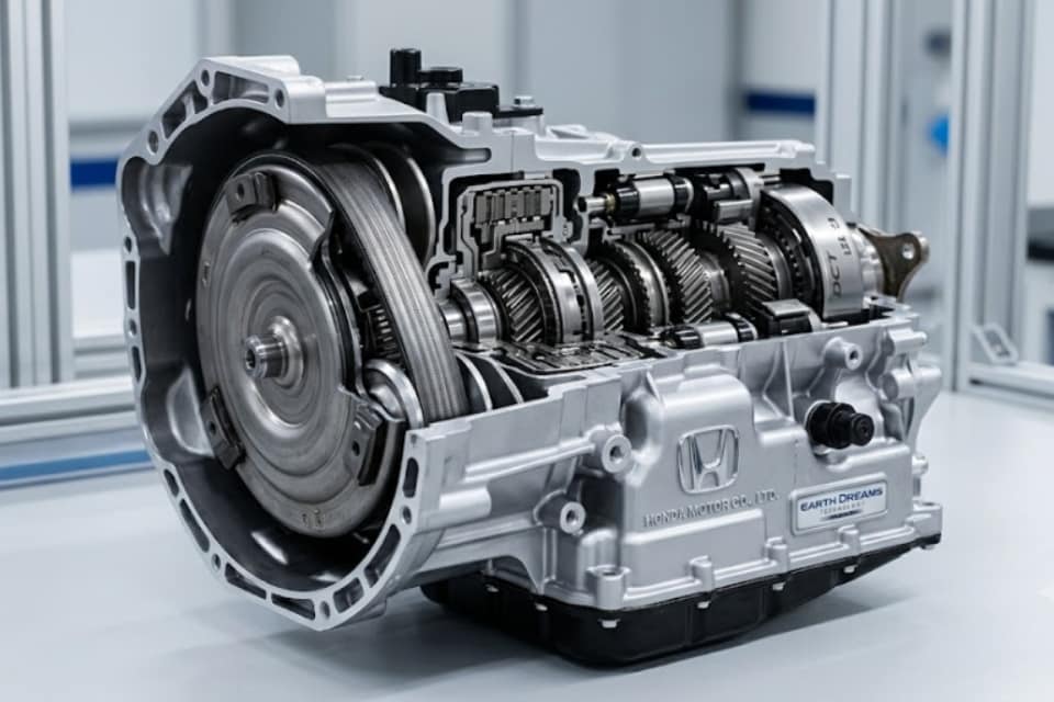 Detailed view of a car transmission gearbox 