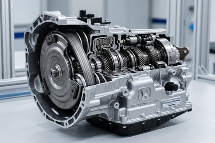 Detailed view of a car transmission gearbox 
