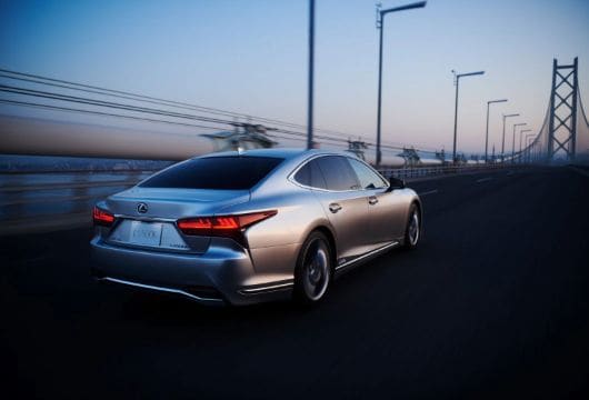 Rear view of a Lexus LS500h sedan