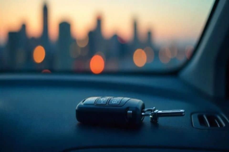 Car key on the dashboard