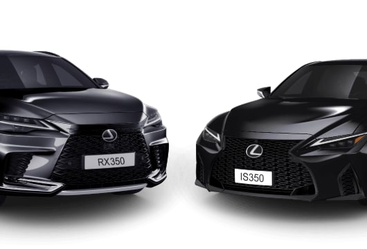 Lexus SUV and sedan parked up