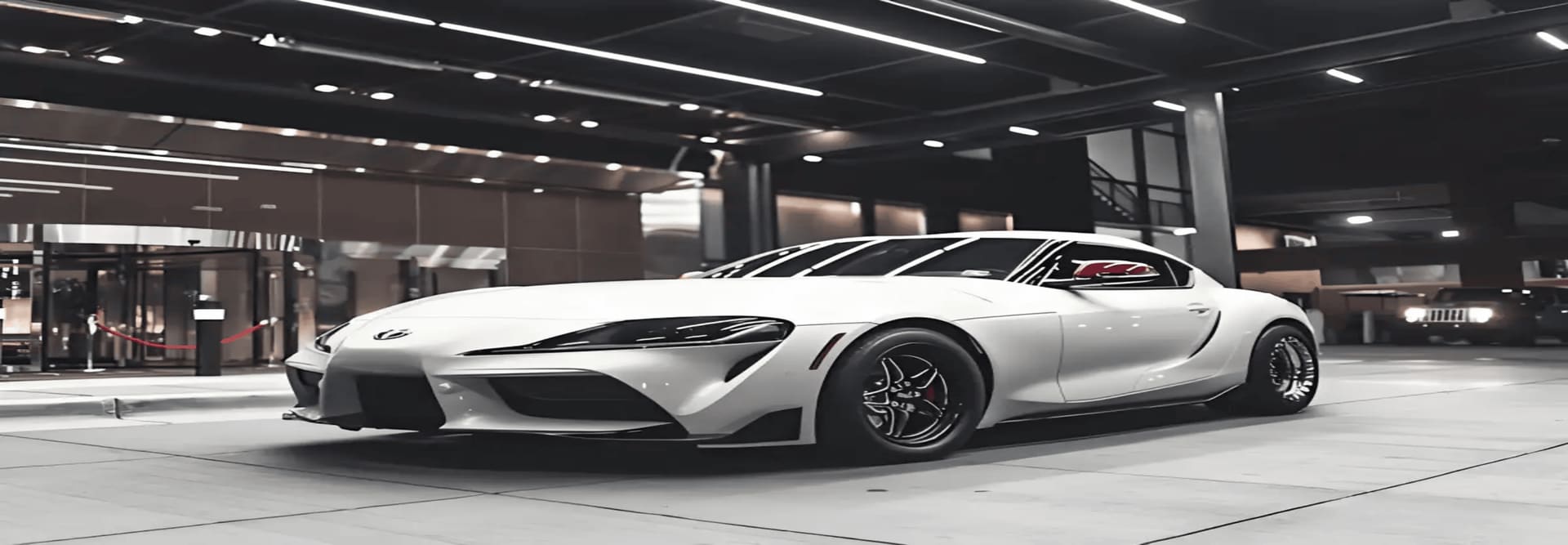 Side View of a White Toyota Supra GR