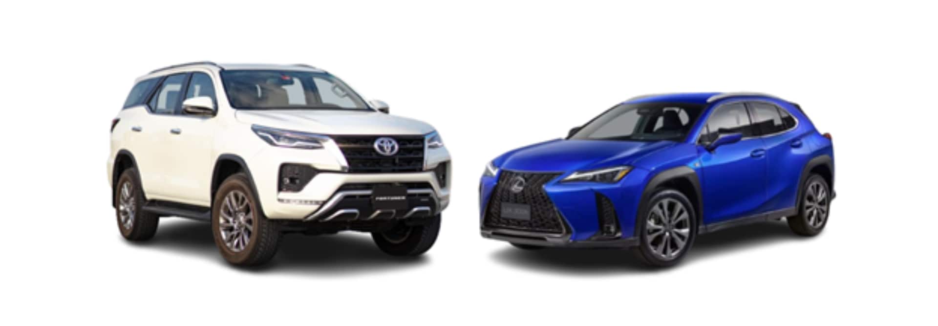 A Toyota SUV and a Lexus Crossover