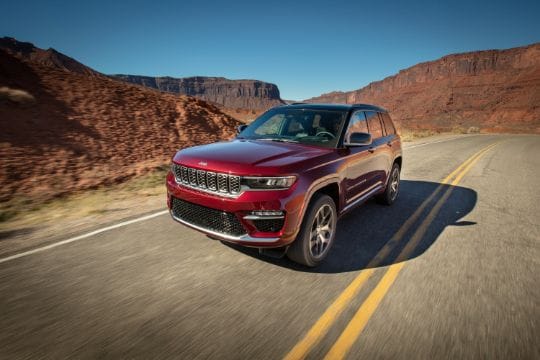 Jeep car on top of mountain