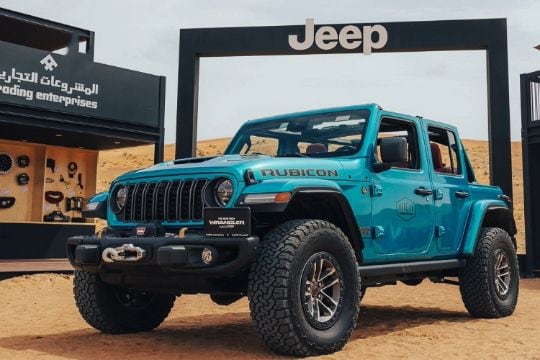 Jeep car on top of mountain