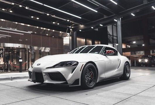 Side View of a White Toyota Supra GR