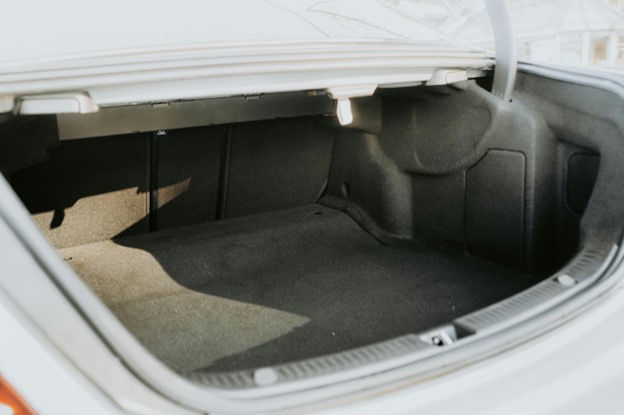 Cargo area of a sedan car