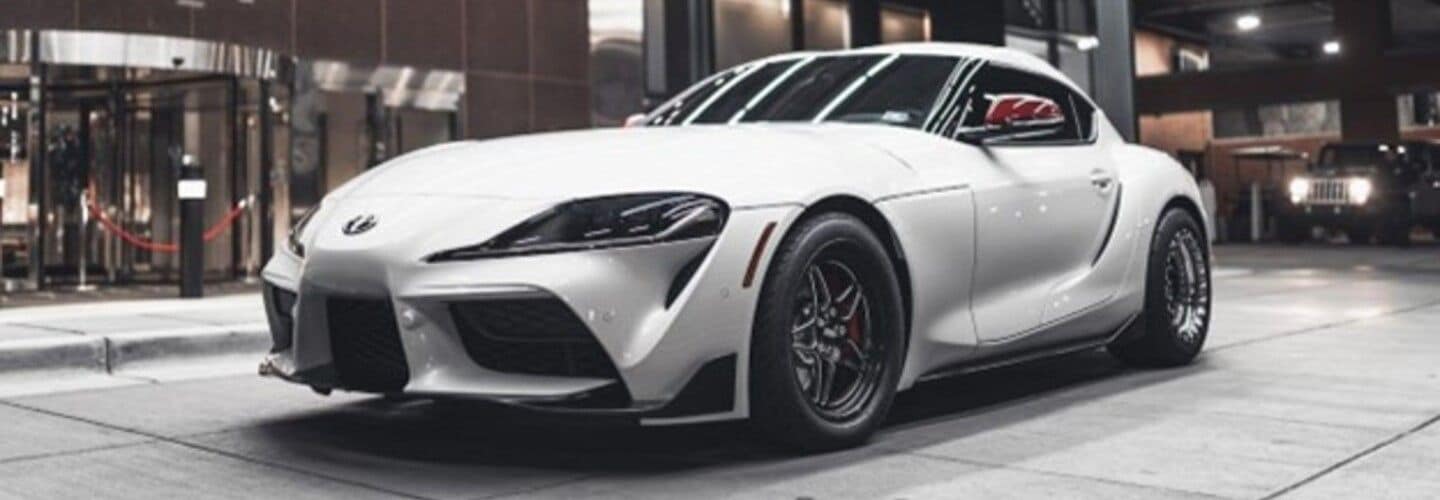 Side View of a White Toyota Supra GR