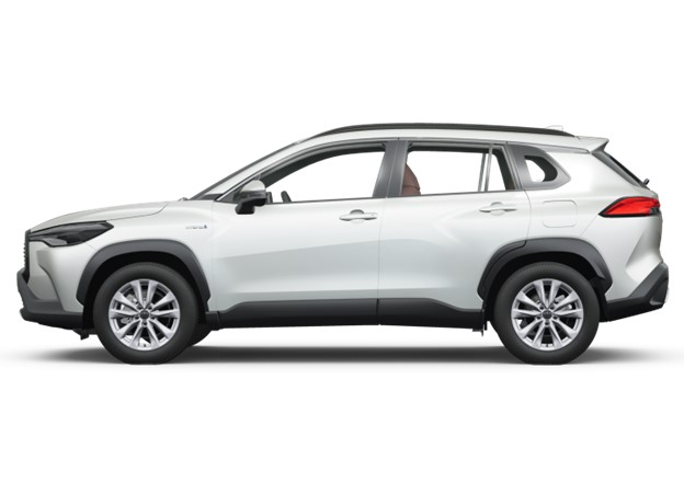 Side view of a Toyota Corolla Cross Hybrid 1.8L