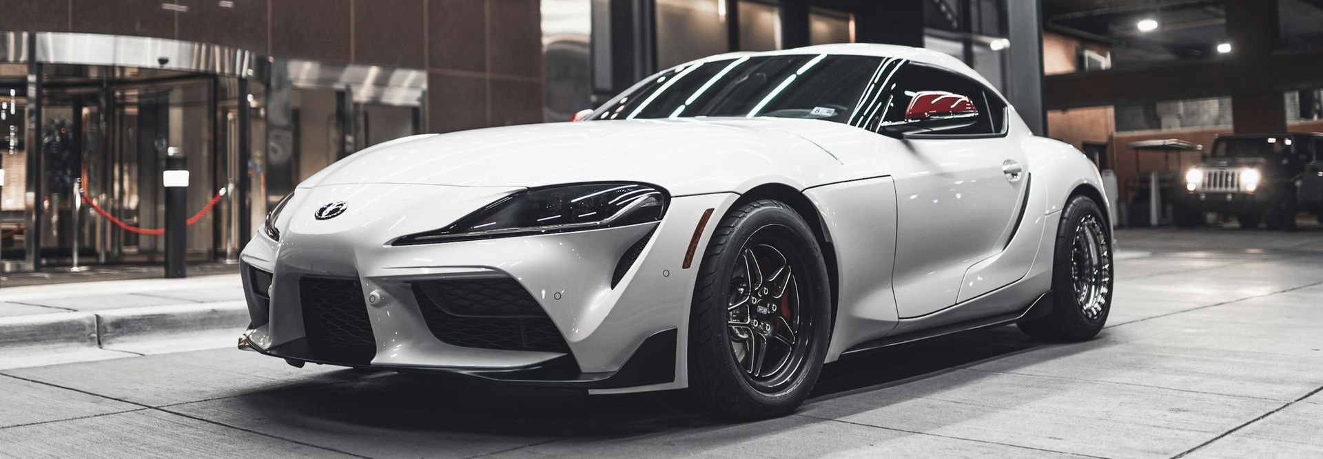 Side View of a White Toyota Supra GR