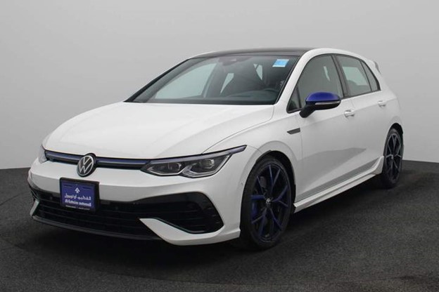 A white used 2023 Volkswagen Golf R for sale on Al-Futtaim Automall