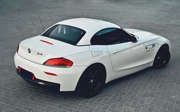 Rear View of a White BMW Z4