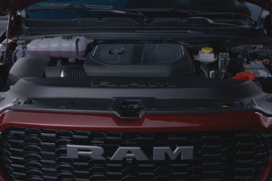 RAM engine with hood open to show how to keep your engine from overheating