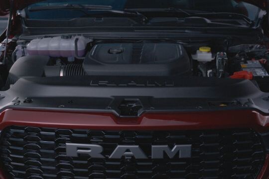 RAM engine with hood open to show how to keep your engine from overheating