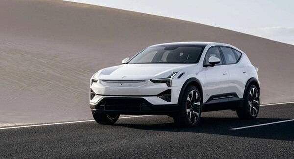 A white Polestar 3 electric SUV