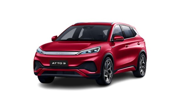 A Red BYF ATTO 3 electric car