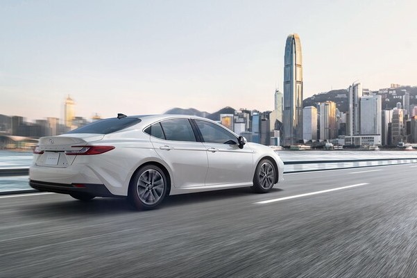 Rear view of a white Camry
